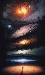 two different images one with a person walking