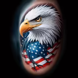 an eagle on the side of a leg with a us flag
