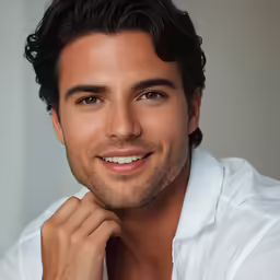 a young man with a smile on his face