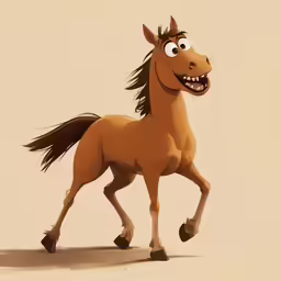 a cartoon horse with two heads smiling