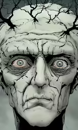 an old man with a scary look on his face