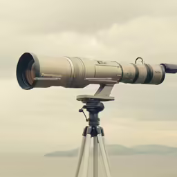 a camera on a tripod with some skies up to it