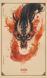an illustration of a wolf head with bright red watercolor paints