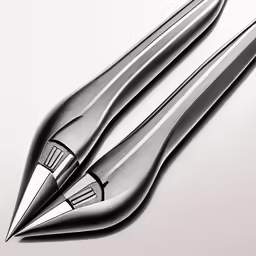 a drawing of two pens pointed at each other