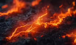 close up shot of flames in the ground