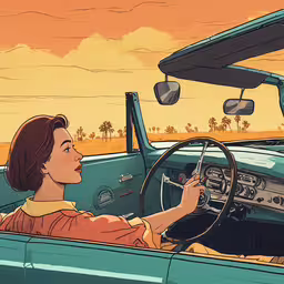 a woman is driving her car with the dashboard up,a woman drives in her blue car
