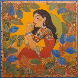 an indian folk painting on silk