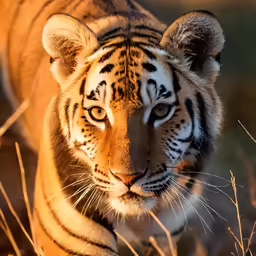 the tiger stares into the camera with only one eye open