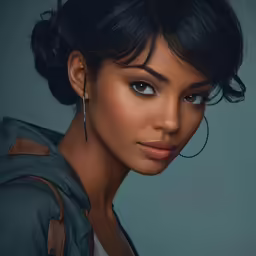a very pretty looking woman with large hoop earrings