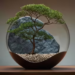 a bonsai tree is in a vase on top of a table