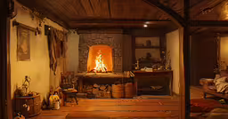 a fireplace that is in a very nice room,an open fireplace is sitting in a house