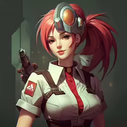 a woman dressed as an anime character holding a rifle