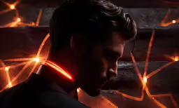 a man with a glowing neck and neck light