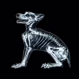 an x - ray of a dog sitting down