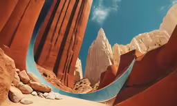 canyons of arches and cliffs with sky in background