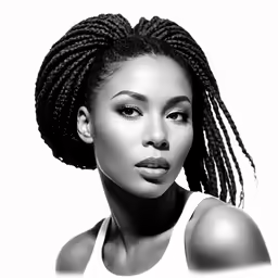 a woman with braids and makeup on