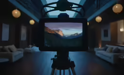 a camera being used to take pictures of mountains