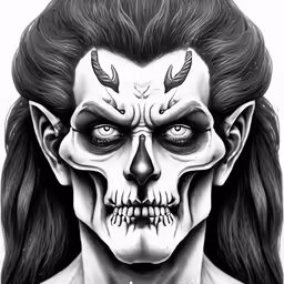 the skeleton face is shown with an arrow on his forehead