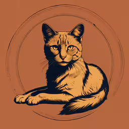 a cat that is sitting on top of a table,a cat sitting on the floor near a round image