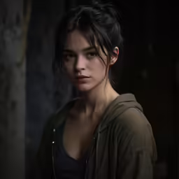 a woman that is standing up in the dark