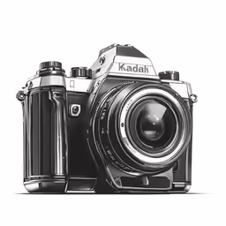 a drawing of a camera with a large lens