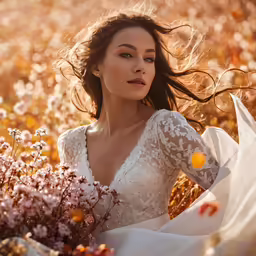 a beautiful young lady in an elegant white dress