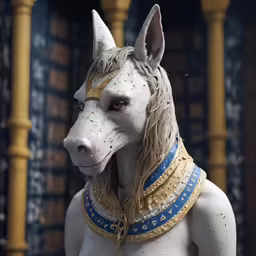 a white horse with golden decorations and golden necklaces