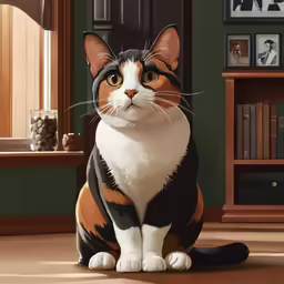 a cat that is sitting down with eyes wide open