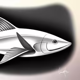 an artistic white and black image of a fish