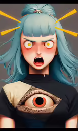 the girl has her hands up and is holding an eye