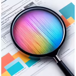 a colorful rainbow background through a magnifying glass