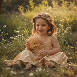 a little girl holding a teddy bear in her lap