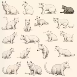 a drawing of cats from the book animals