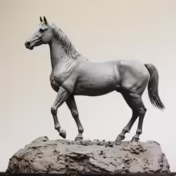 a statue of a horse that is on a rock