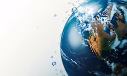 water drops form around the globe on a sunny day
