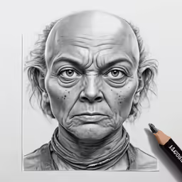 drawing the portrait of a old man with a pencil