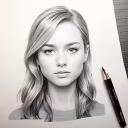 pencil drawing of a young woman with long hair
