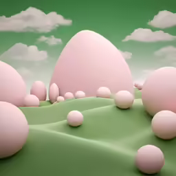 digital painting of surreal egg landscape