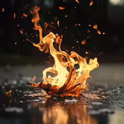 a flame and it appears to be in a pile of fire