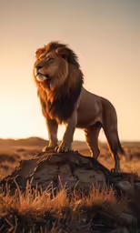 a young lion standing on top of a rock