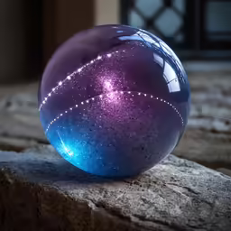 a close up of a purple and blue ball