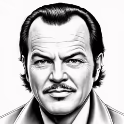 drawing of a man with mustache and black hair