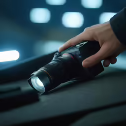 the camera in hand is being held by a person