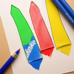 a picture of three paper and pencils on paper
