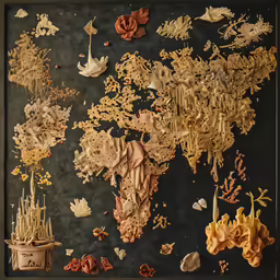 artwork with multiple layers and leaves in a frame