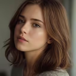 woman with shoulder length hair looking over shoulder