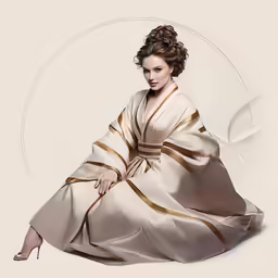 woman in beige dress seated on the floor
