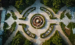 a circular garden of various sizes and shapes