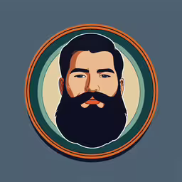 a portrait of a man with a beard,the portrait of a man with beard and a round