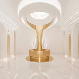 white marble and gold sculpture in a room